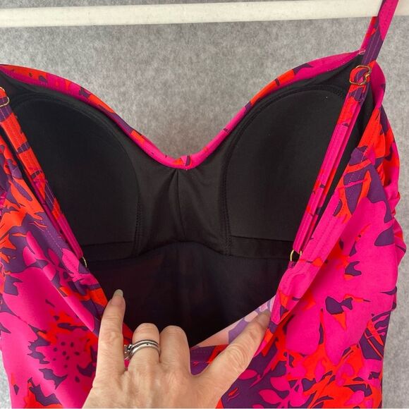 SS Shore Shapes One Piece Ruched Bathing Suit Pink, Purple, Red sz. 12 #UU - Picture 9 of 12